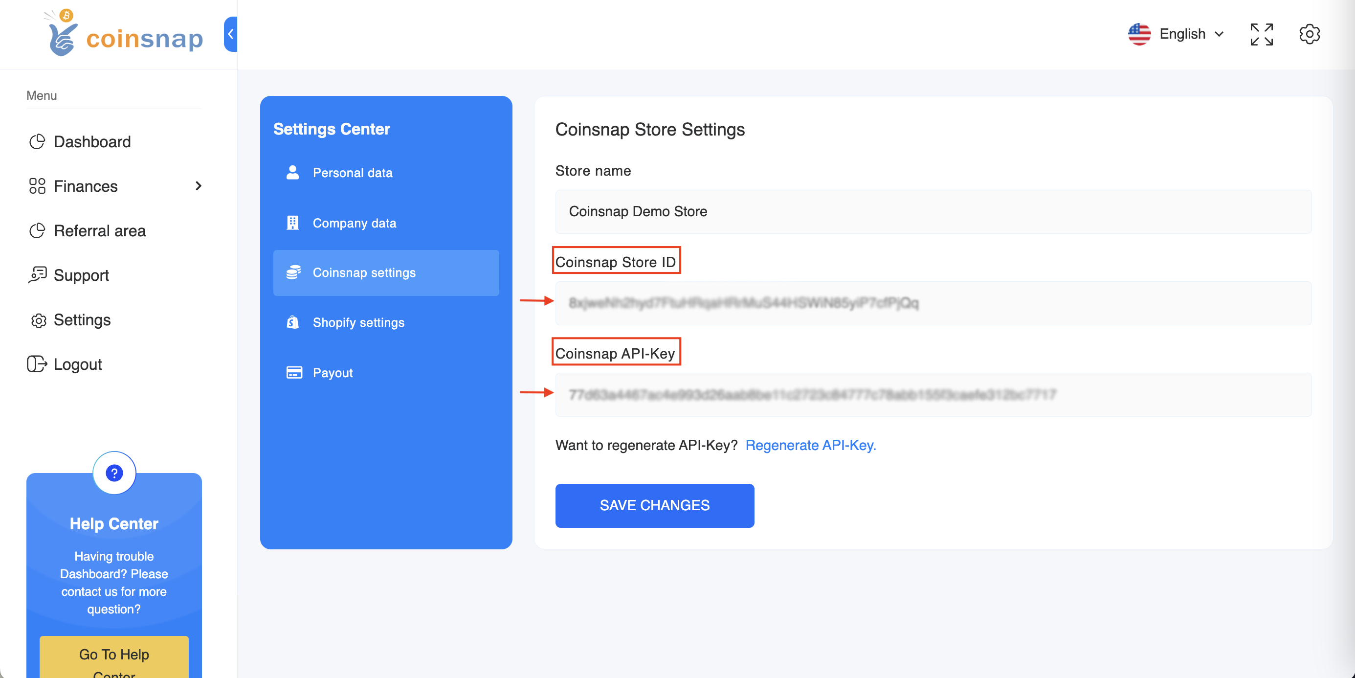 coinsnap-storesettings