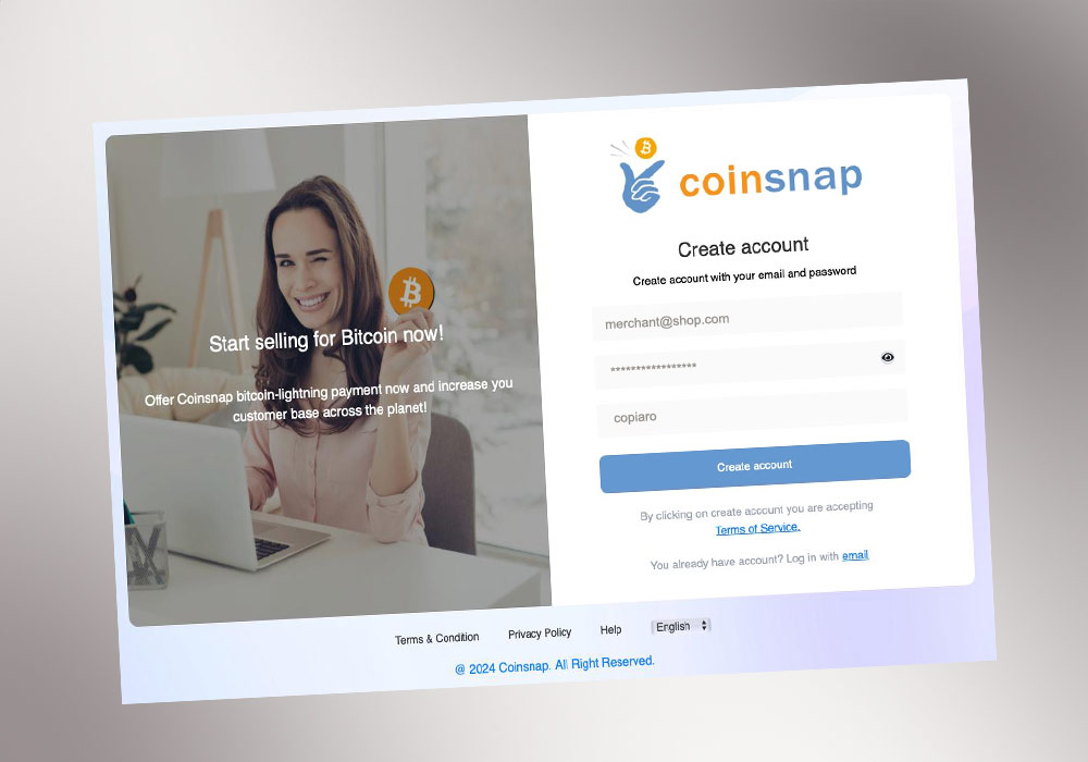 Coinsnap Registrierung mit Copiaro Referrer Code