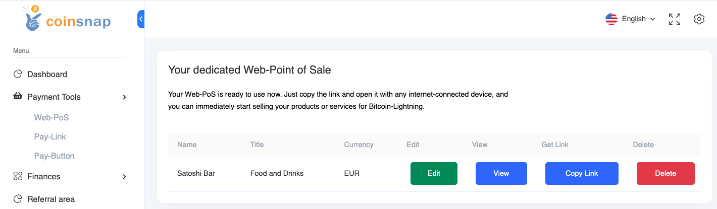 bitcoin Web-Point-of-Sale